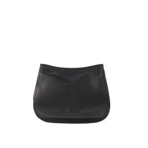 Brian Atwood Womens Leather Fold Over Saddle Handbag Black